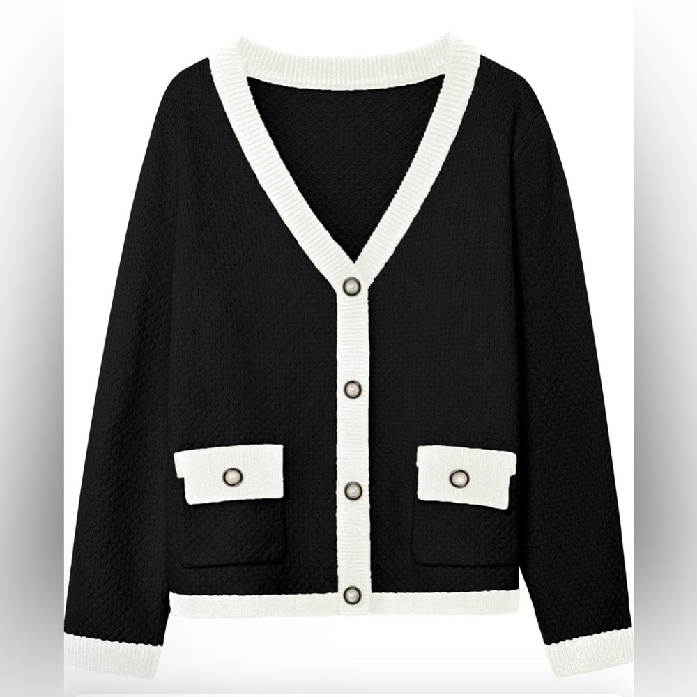 Casly Lamiit Women's Cardigan Sweaters V Neck Open Front Gold Button Cardigan